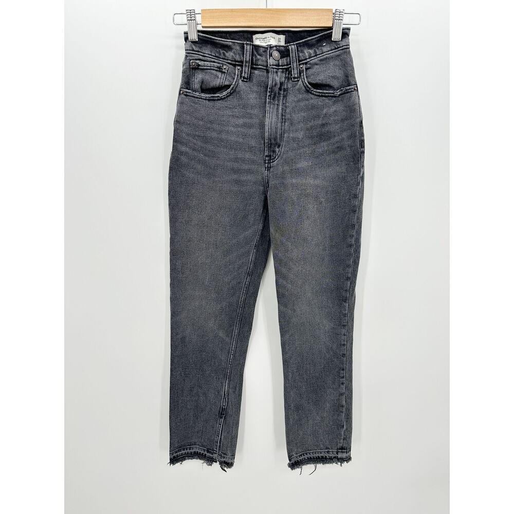 Abercrombie Fitch Curve Love Ultra High Rise Ankle Straight Jeans Black 00R 24
